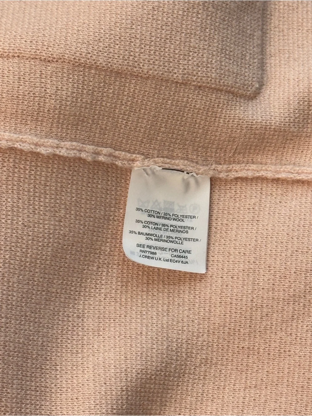 J.Crew Sophie Open Pockets Cardigan Jacket Blazer Blush Pink Wool Cotton XXS 2XS